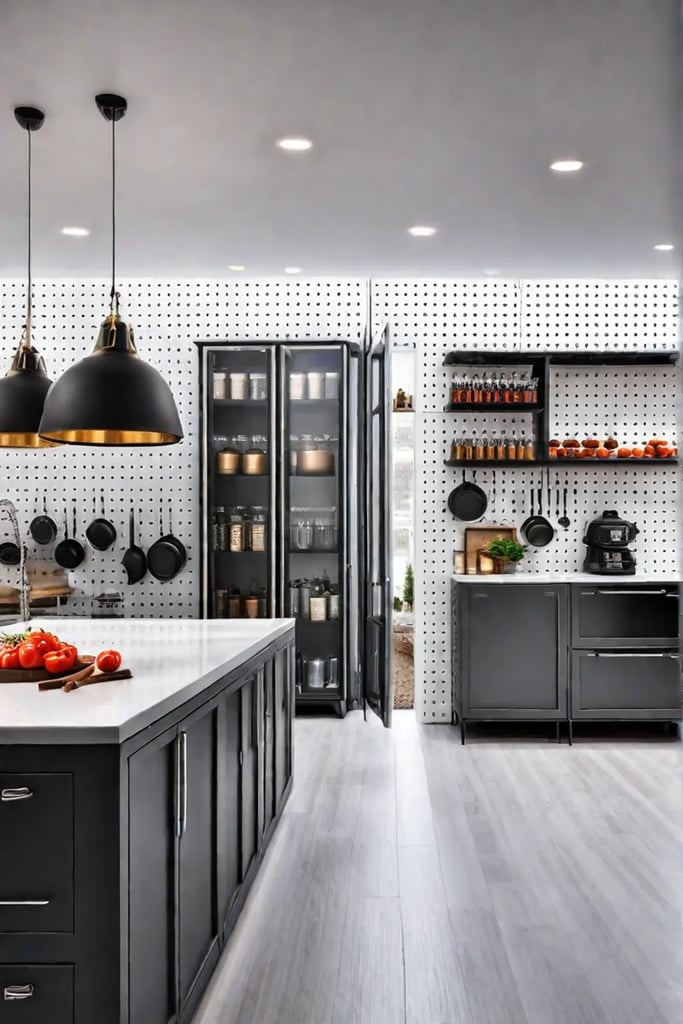 Pegboard kitchen organization