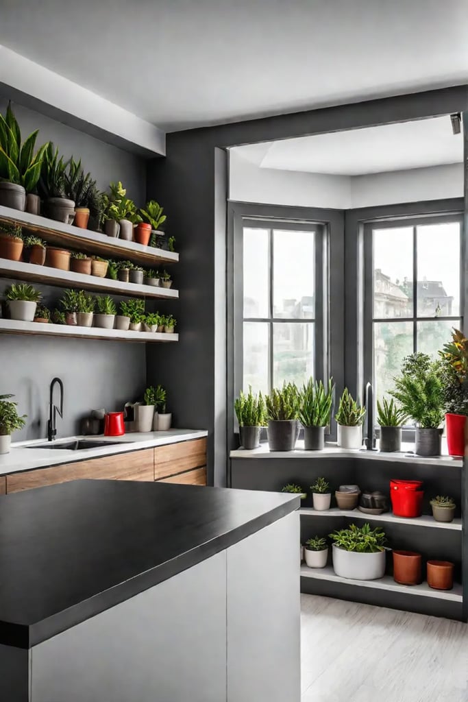 Plants in a kitchen
