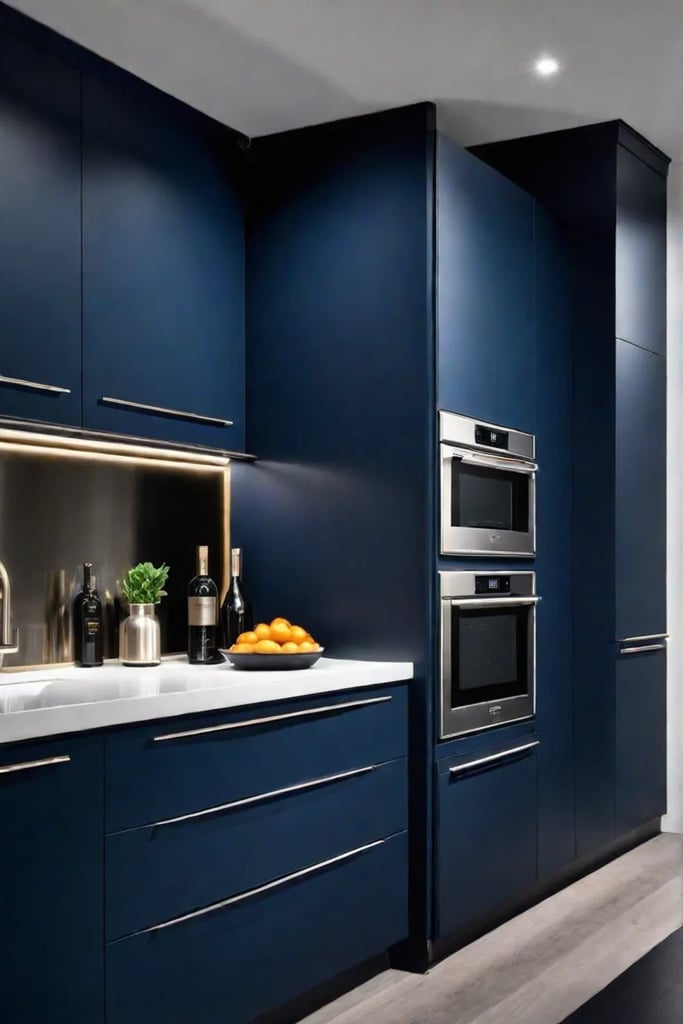 Striking monochromatic navy kitchen