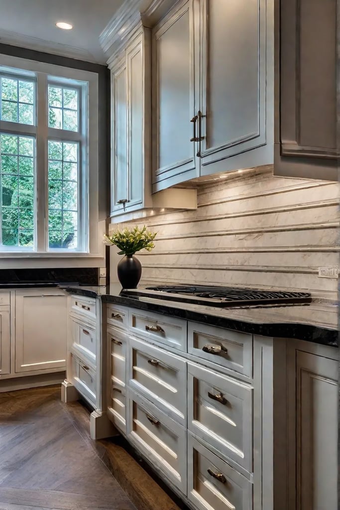 Subtle yet effective undercabinet LED lighting illuminating a dark granite countertop providing