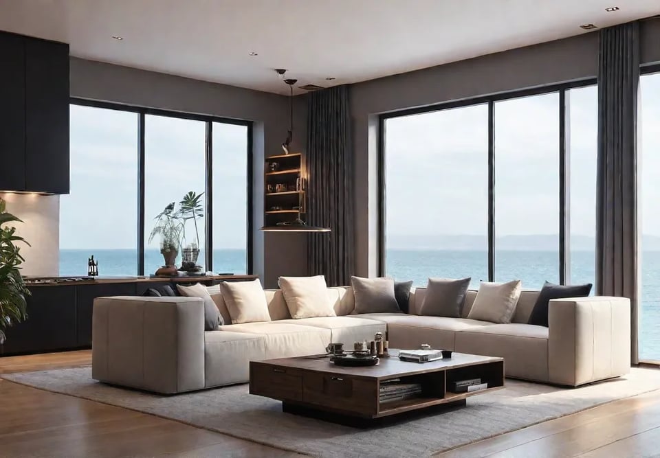 Unconventional living room with multifunctional furniture and minimalist decorfeat