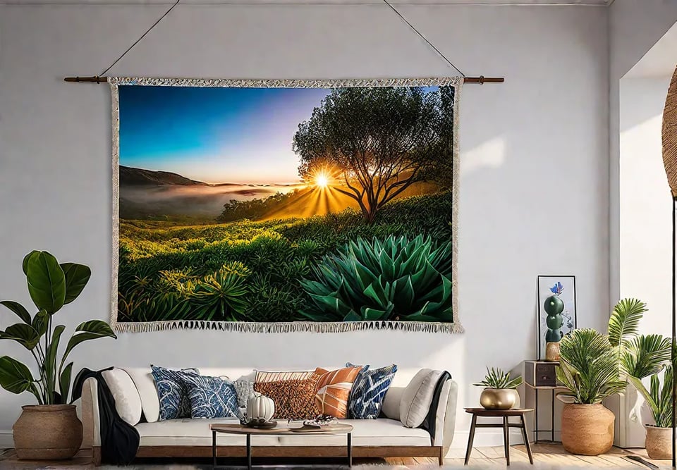 Vibrant tapestry of bohochic wall decor featuring an eclectic mix of colorfulfeat