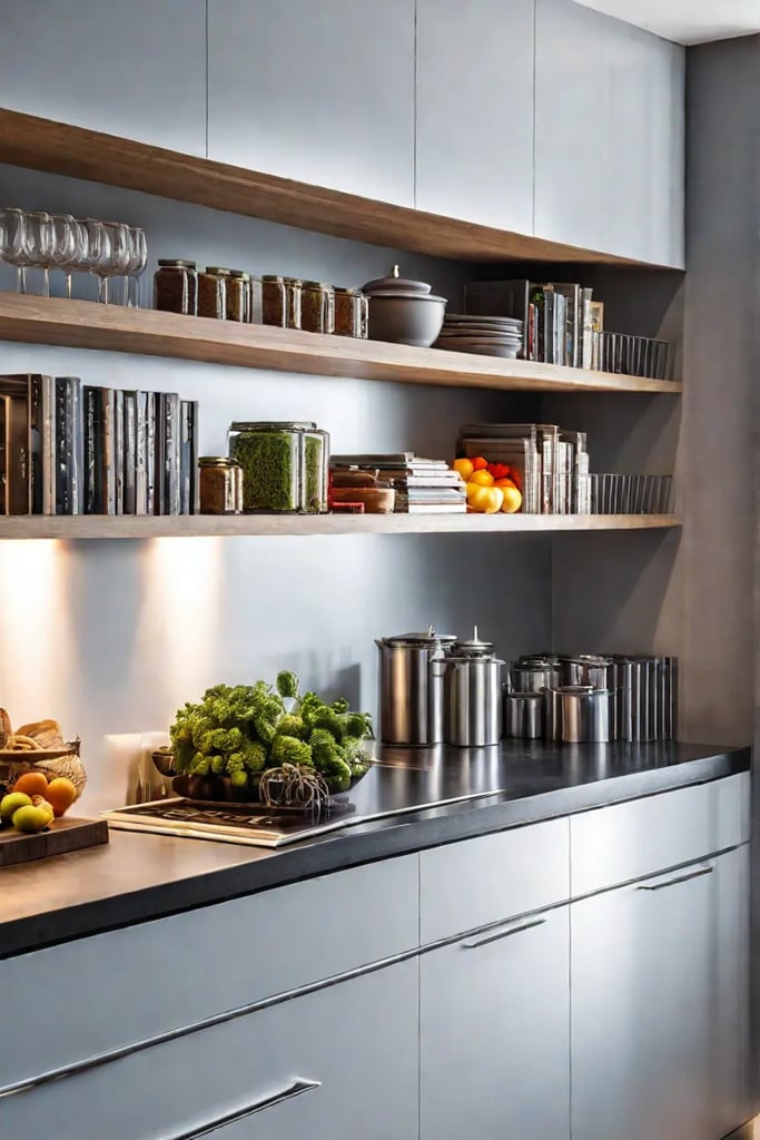 Wallmounted storage in a kitchen