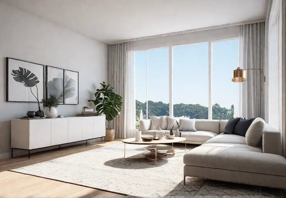 A cozy small living room filled with natural light Sheer curtains allowfeat