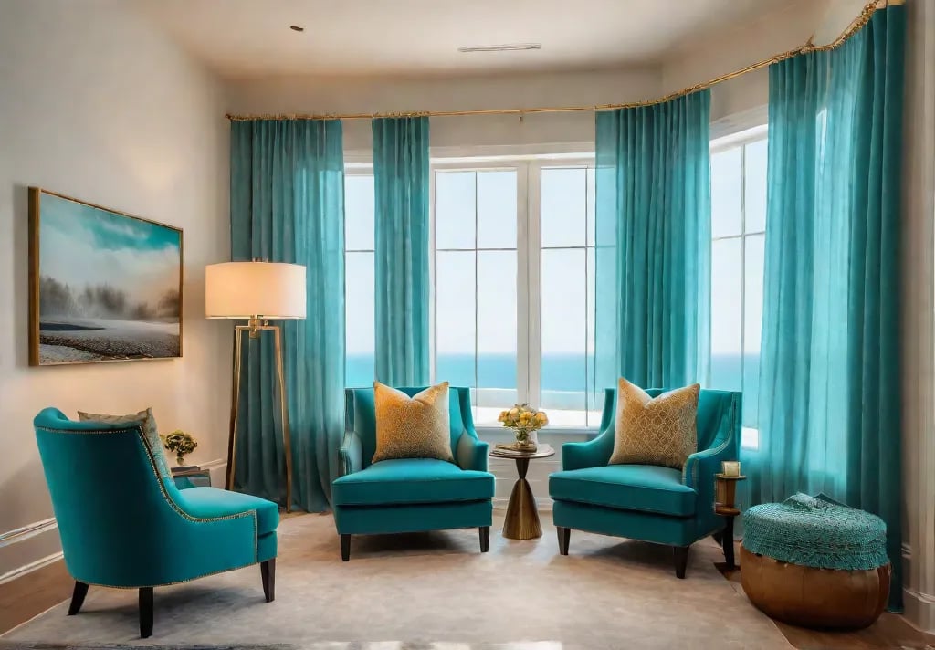 A small living room bathed in soft warm light with pale yellowfeat