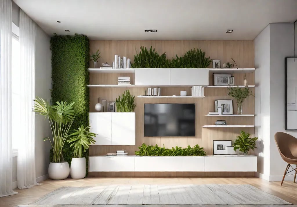 A small living room with abundant natural light featuring sleek white floatingfeat