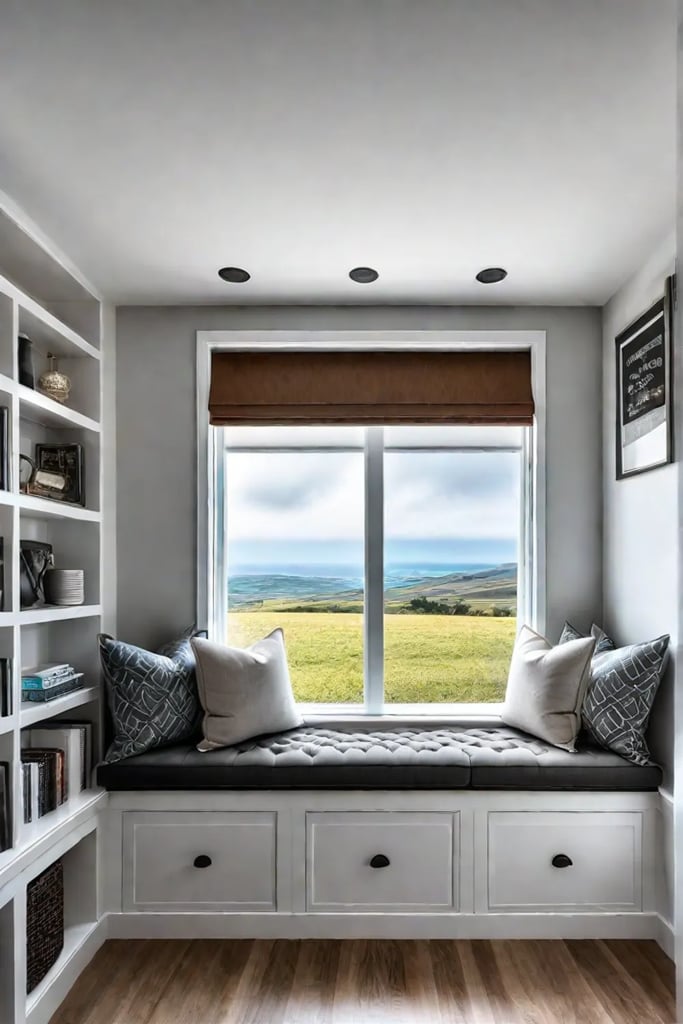 A personalized reading space with family photos and framed art prints