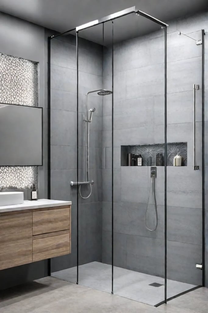 Accessible bathroom design with a curbless shower entry and grab bars