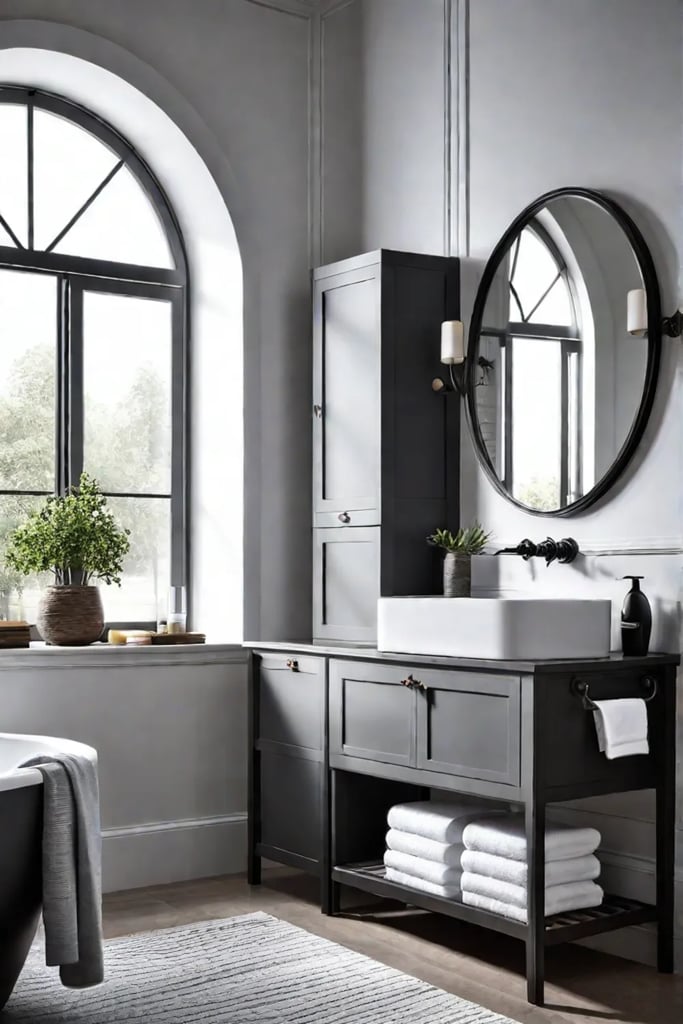Balanced bathroom with mix of modern and traditional elements
