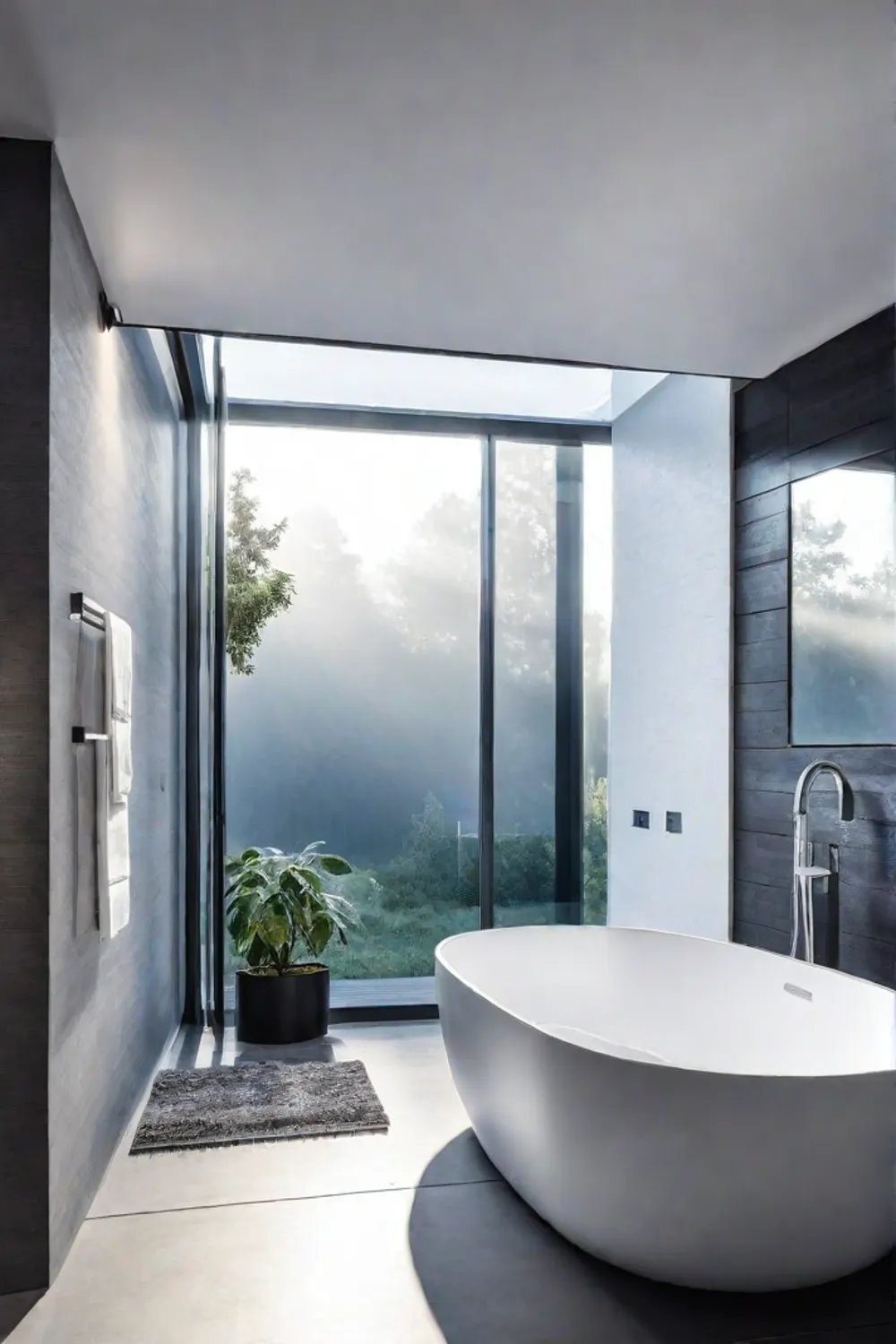 Bathroom with smart home features and innovative materials