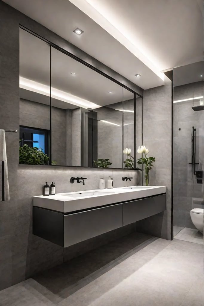 Bathroom with strategic lighting design to enhance space and atmosphere