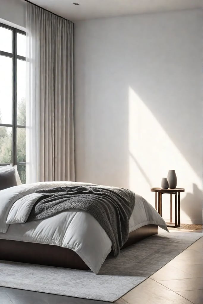 Bedroom with a balance of soft and hard textures for visual interest