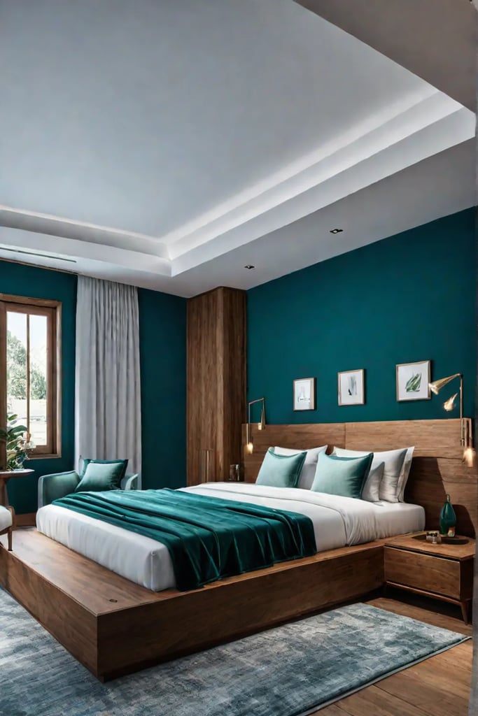 Bedroom with calming color scheme and natural textures