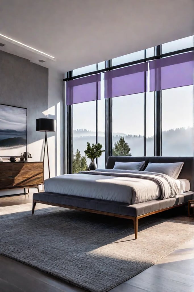 Bedroom with smart home technology for light and aromatherapy
