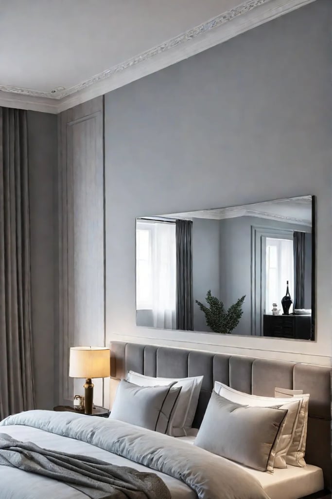 Bedroom with strategically placed mirror reflecting natural light