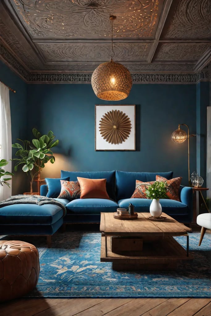 Bohemian Apartment Living Room with Cozy Atmosphere