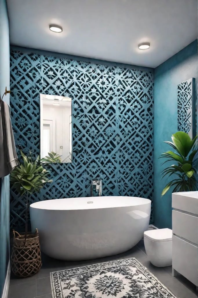 Bohemian bathroom with inviting lighting