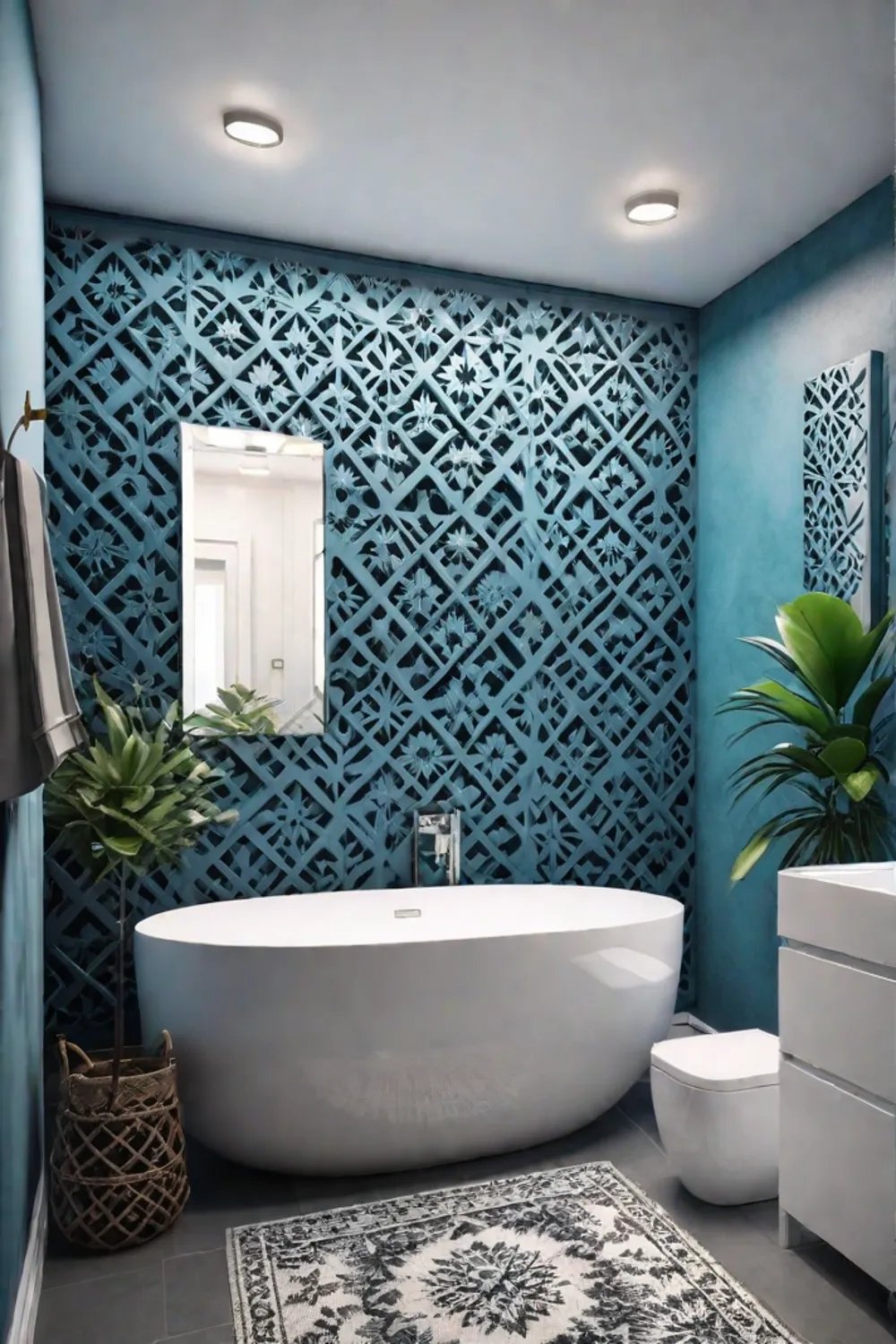 Bohemian bathroom with inviting lighting