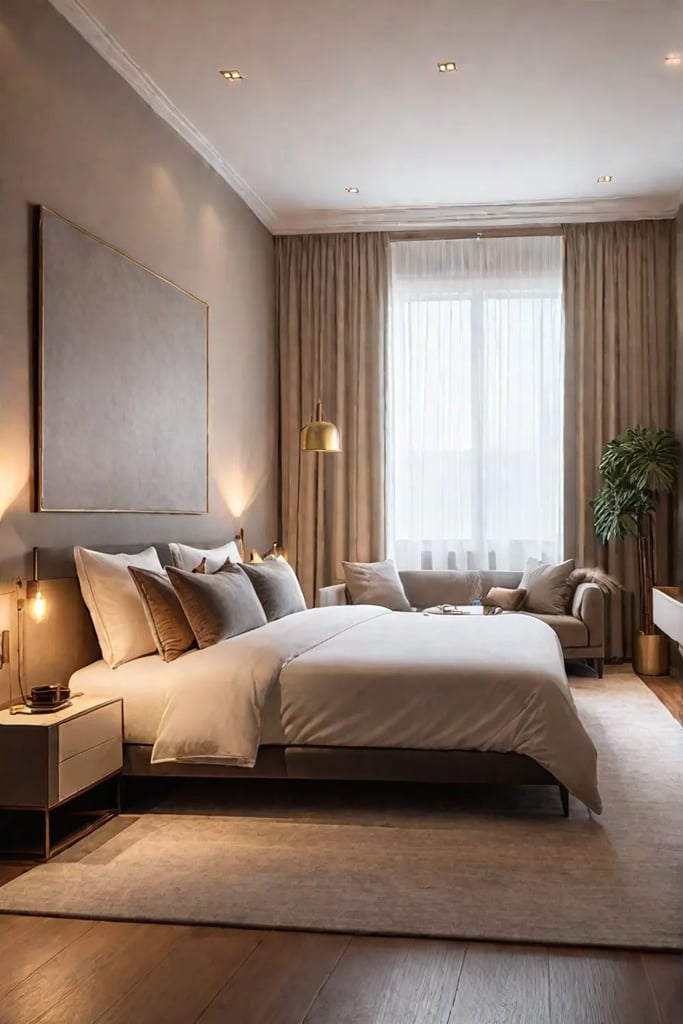 Calming bedroom with soft lighting and inviting wall colors