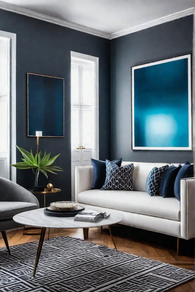 Chic living room with geometric patterns