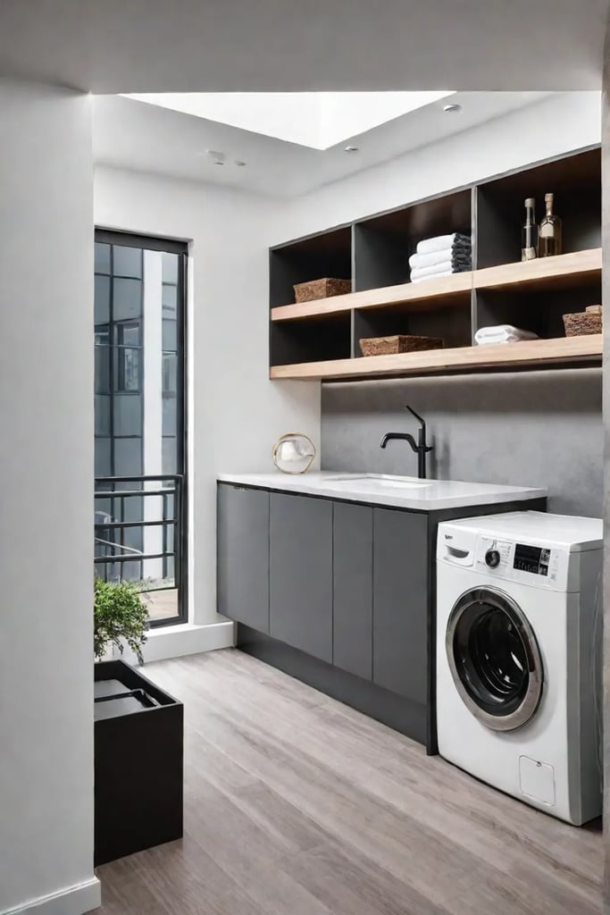 Clever use of space for laundry room under stairs