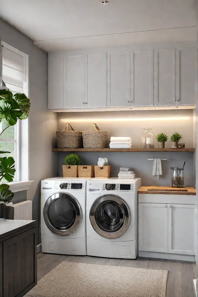 Clever utilization of nooks and crannies in a laundry room
