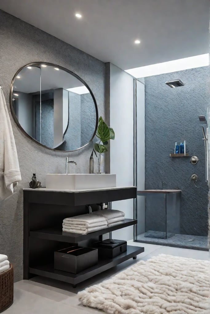 Comfortable and safe bathroom with a mix of textures