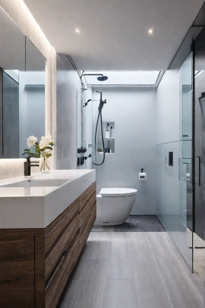 Compact bathroom with safety features
