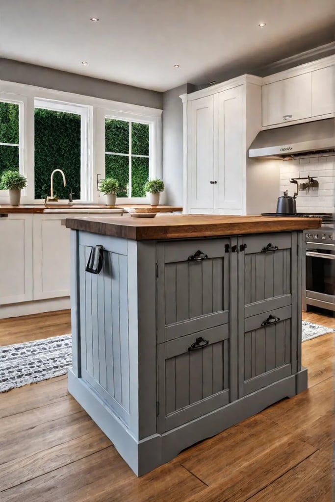 Compact kitchen island with dropleaf extension