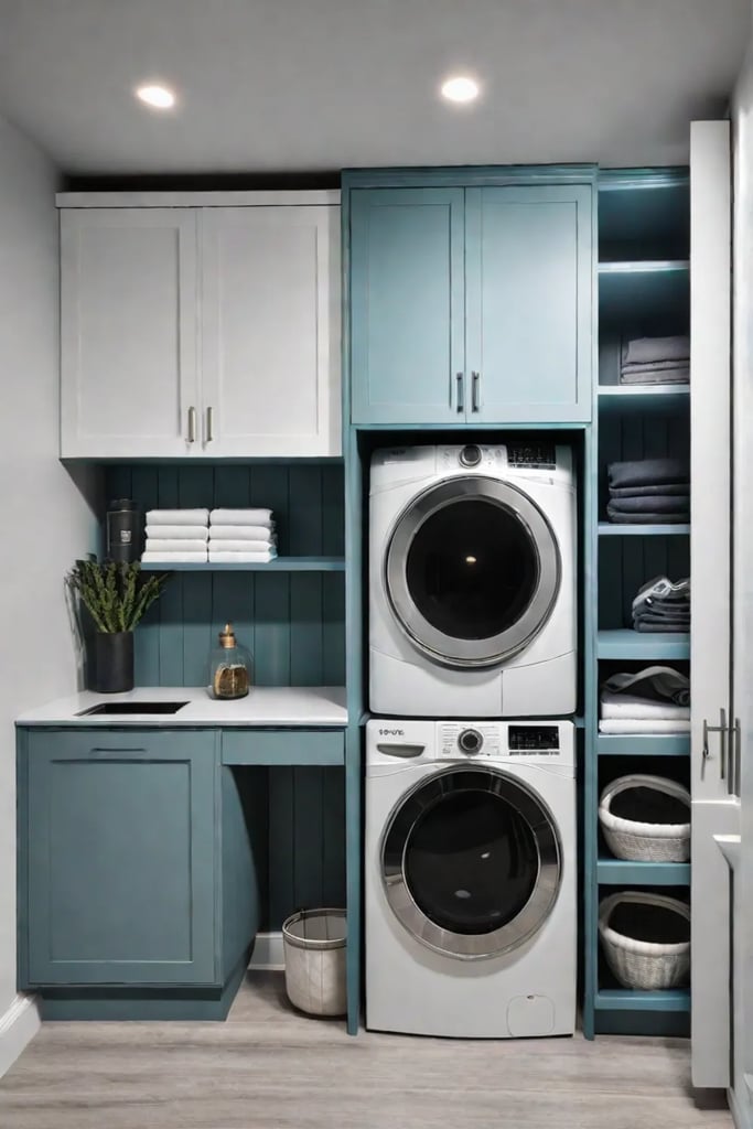 Condo laundry closet with combination washerdryer cabinet