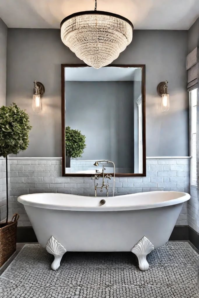 Contemporary Farmhouse Bathroom with Clawfoot Tub