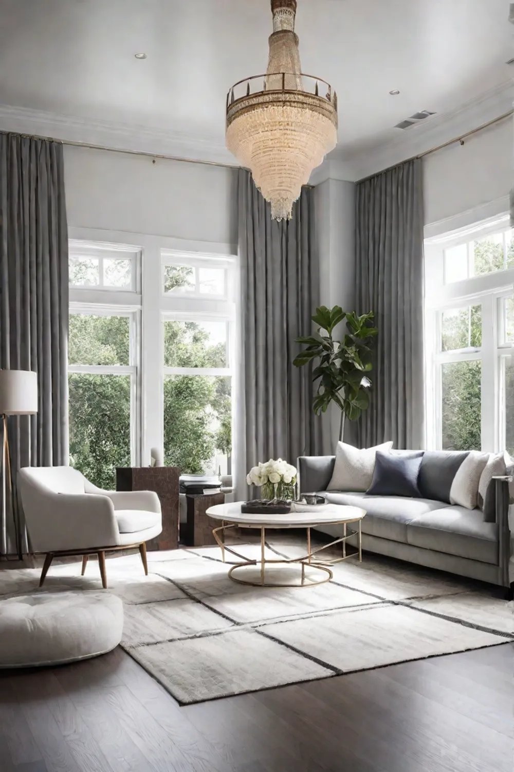 Contemporary living room with geometric patterns