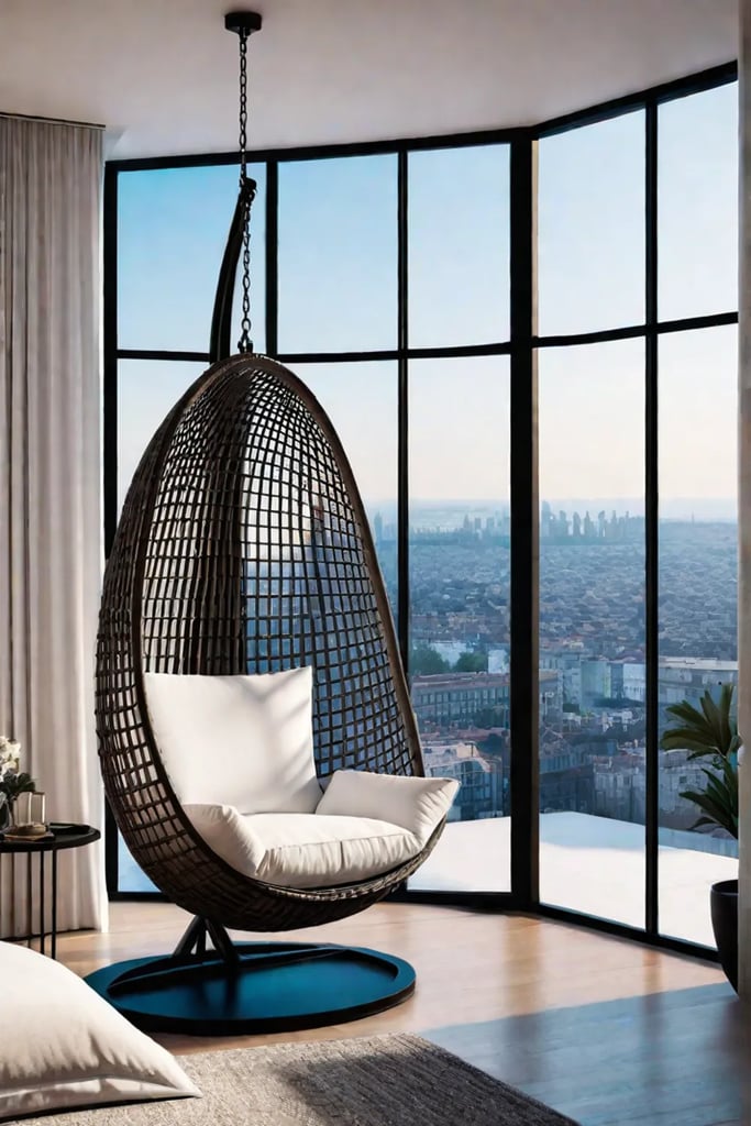 Contemporary bedroom features a smart homeintegrated reading nook