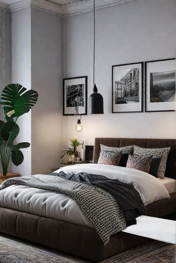 Cozy bedroom with eclectic decor