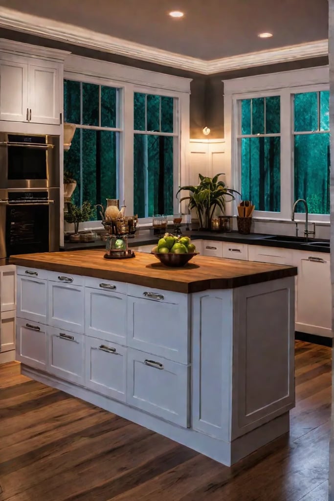 Cozy kitchen with dimmable lighting