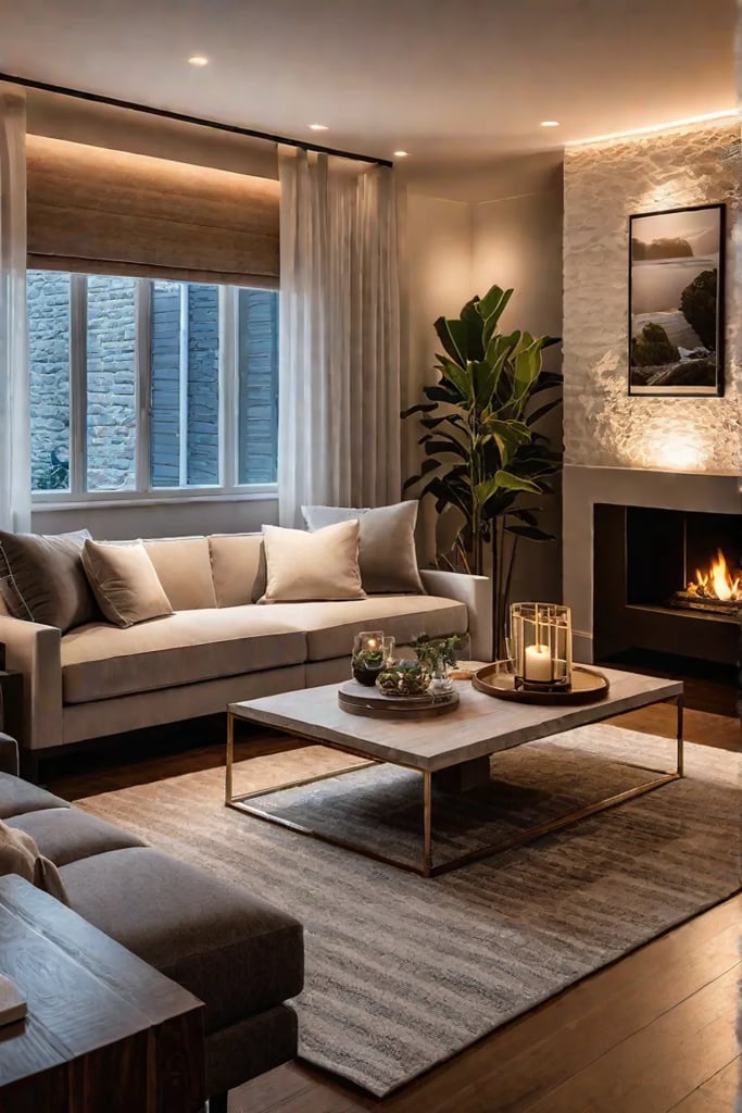 Cozy living room with natural textures