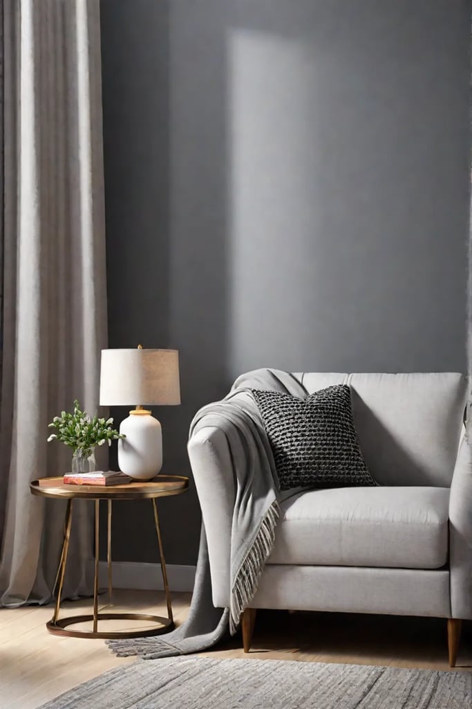 Cozy reading corner with a table lamp and comfortable armchair