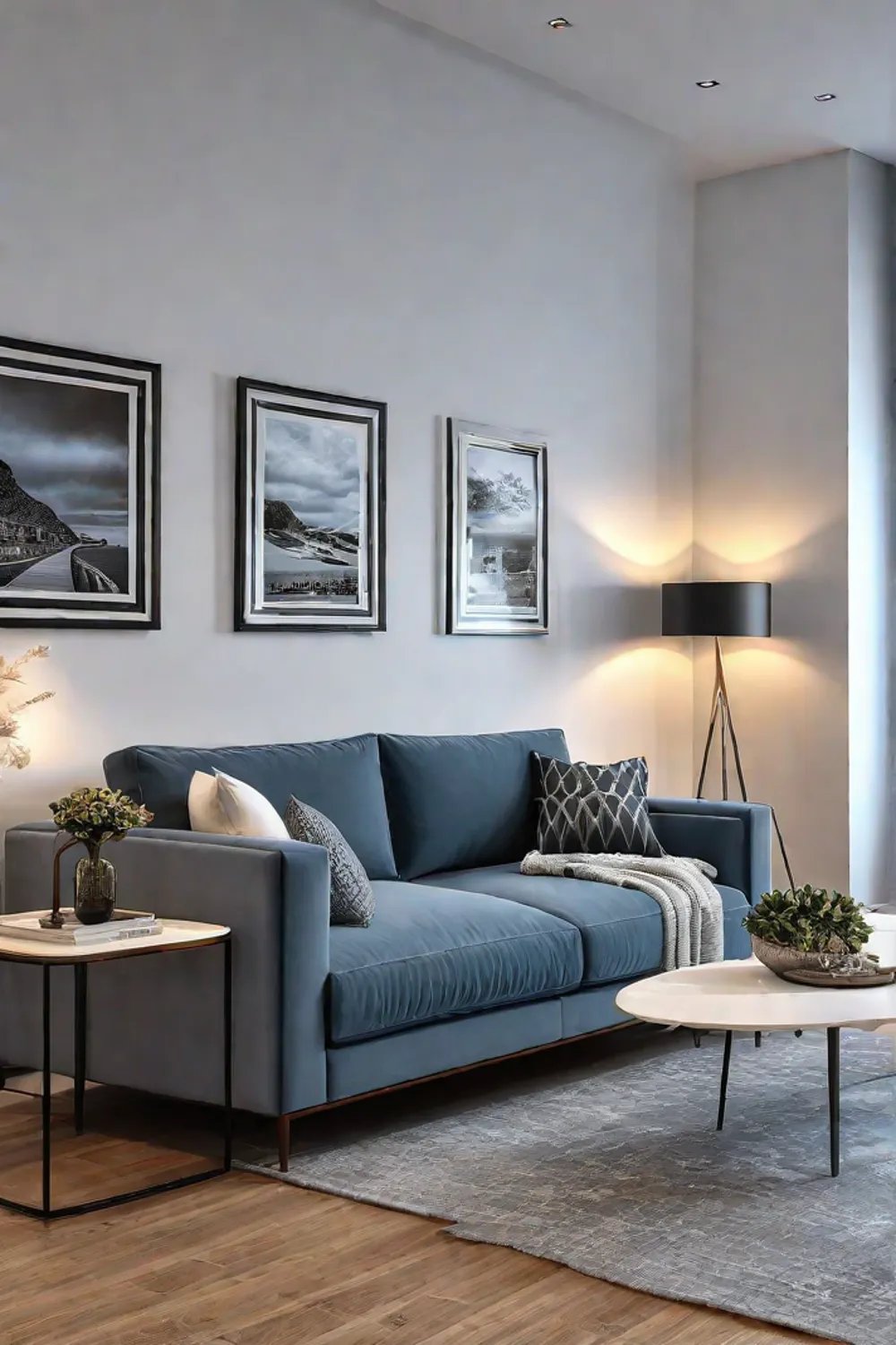 Cozy and inviting living room with a warm glow from ambient lighting