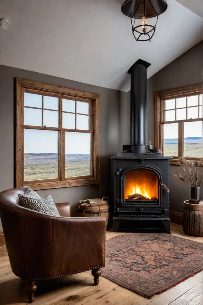 Cozy cabininspired reading space with fireplace