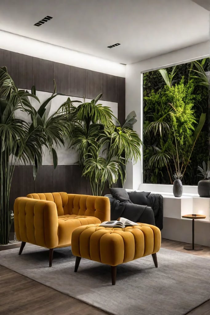 Cozy reading space with soft lighting and a comfortable armchair