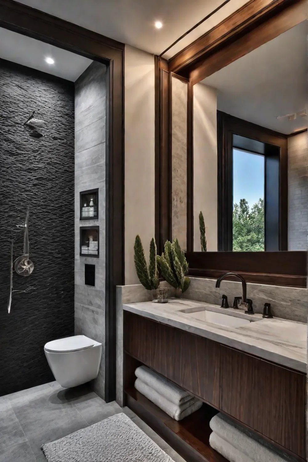 Customized bathroom with unique fixtures