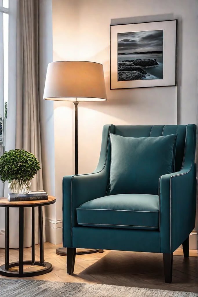 Dedicated reading area in a small living room with focused task lighting