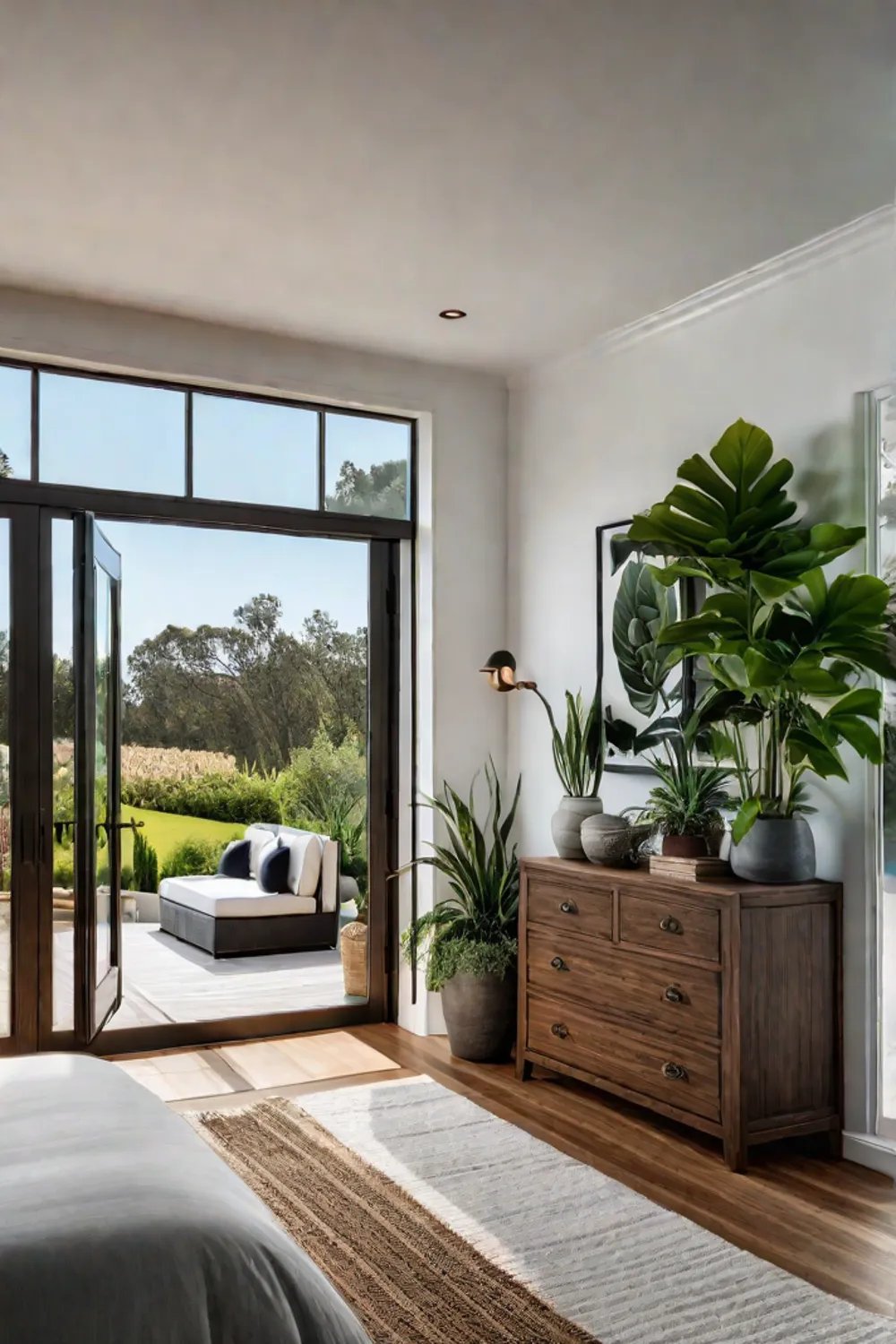 Dutch door connecting a bedroom to a sunroom
