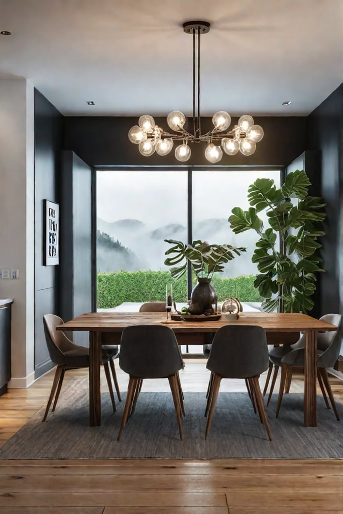 Eclectic kitchen blending vintage and modern lighting styles