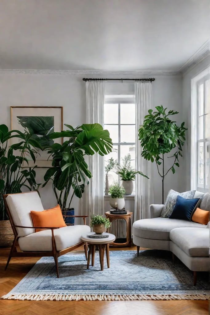 Eclectic living room with vintage and modern furniture