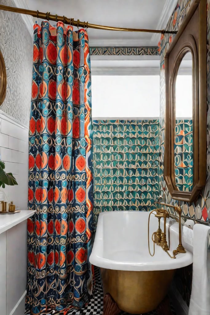 Eclectic small bathroom with unique patterns and finishes