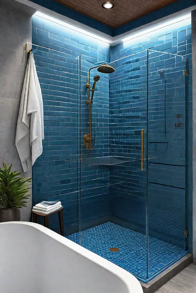 Familyfriendly bathroom with walkin shower and multiple showerheads