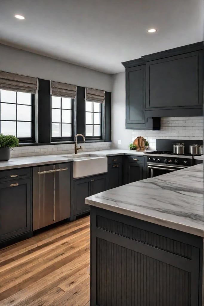 Farmhouse kitchen island with butcher block countertop and farmhouse sink 1