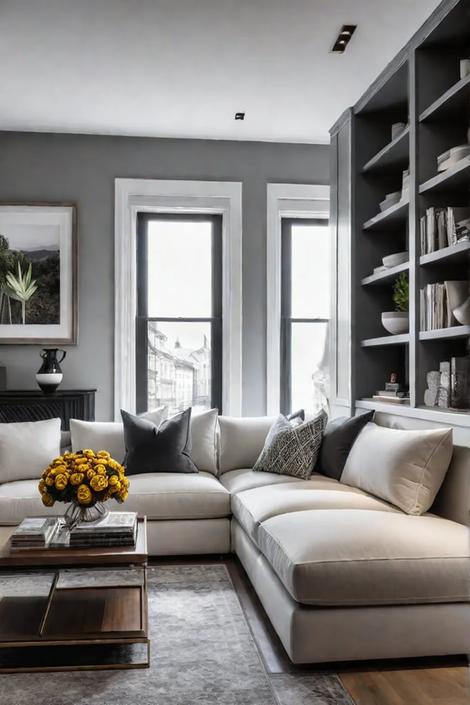 Functional small living room with builtin storage solutions