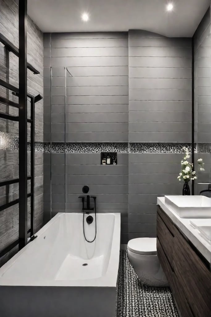 Industrial and modern small bathroom with a robust design